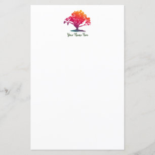 Elegantes Oak Tree Monogram Stationery Paper