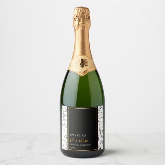 Elegantes Obst Sparkling Birne Schaumweinetikett (Vorderseite)
