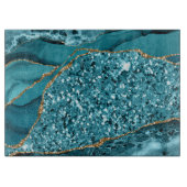 Elegantes Ocean Agate mit Aquamarinem und Gold Gli Schneidebrett (Vorderseite)
