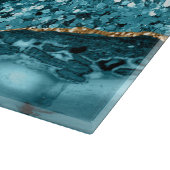 Elegantes Ocean Agate mit Aquamarinem und Gold Gli Schneidebrett (Ecke)
