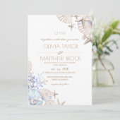 Elegantes Ocean Beach Foto Einladung zur Hochzeit (Stehend Vorderseite)