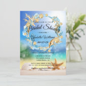 Elegantes Ocean Beach Starfish Muschel Brautparty Einladung (Stehend Vorderseite)