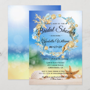 Elegantes Ocean Beach Starfish Muschel Brautparty Einladung