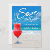 Elegantes Ocean Beach Summer Drink Save the Date (Vorderseite)