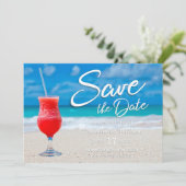 Elegantes Ocean Beach Summer Drink Save the Date (Stehend Vorderseite)