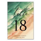 Elegantes Ocean Beach Summer Watercolor-Skript Tischnummer (Vorderseite)