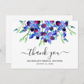 Elegantes Ocean Blue Orchid Brautparty Dankeskarte (Vorne/Hinten)