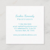 Elegantes Ocean Blue Script Beruflich Monogram Quadratische Visitenkarte (Rückseite)