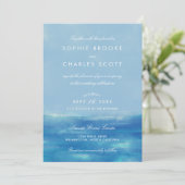 Elegantes Ocean Watercolor Einladung zur Hochzeit (Stehend Vorderseite)