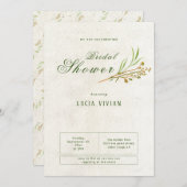 Elegantes ockerfarbenes Creme Grünes rustikales Br Einladung (Vorne/Hinten)