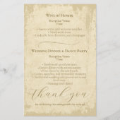 Elegantes Off-White-Grunge-Hochzeitsprogramm (Rückseite)