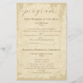 Elegantes Off-White-Grunge-Hochzeitsprogramm (Vorderseite)