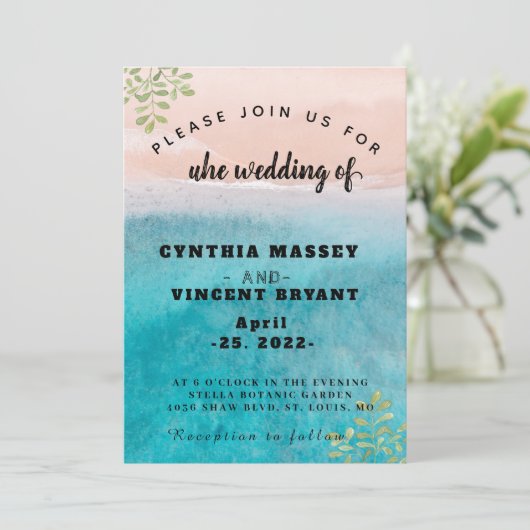 Elegantes offenes Meer und Hochzeit am Himmel auf Einladung (Stehend Vorderseite)