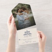 Elegantes Old Chateau Manor Wedding Foto All In One Einladung (Abreißtisch)