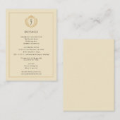 Elegantes Old Money Wappen - Hochzeit von Elfenbei Begleitkarte (Vorne/Hinten)