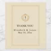 Elegantes Old Money Wappen - Hochzeit von Elfenbei Weinetikett (Einzelnes Label)