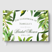 Elegantes Olive Boho Summer Garden Brautparty Gästebuch (Vorderseite)