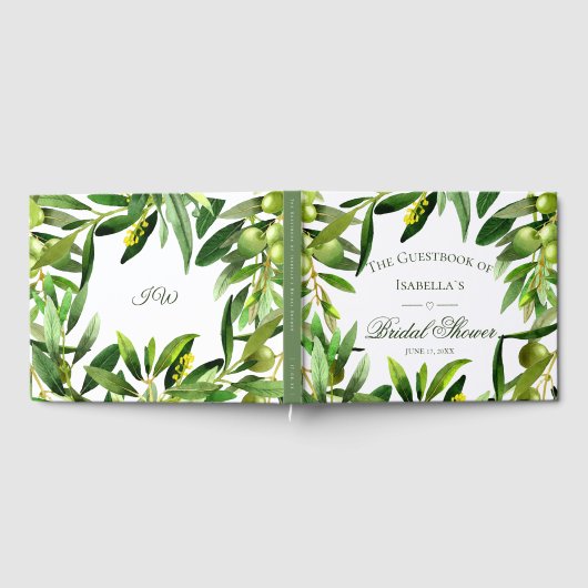 Elegantes Olive Boho Summer Garden Brautparty Gästebuch (Voll)