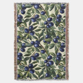 Elegantes Olive Branch Muster mit Deep Blue Olives Decke (Vorderseite Vertikal)