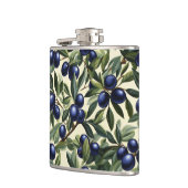 Elegantes Olive Branch Muster mit Deep Blue Olives Flachmann (Links)