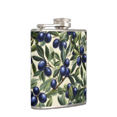 Elegantes Olive Branch Muster mit Deep Blue Olives Flachmann (Rechts)