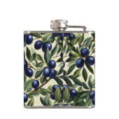 Elegantes Olive Branch Muster mit Deep Blue Olives Flachmann (Rückseite)