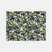 Elegantes Olive Branch Muster mit Deep Blue Olives Fleecedecke (Vorderseite (Horizontal))