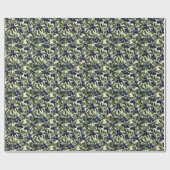Elegantes Olive Branch Muster mit Deep Blue Olives Geschenkpapier (Flach)