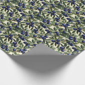 Elegantes Olive Branch Muster mit Deep Blue Olives Geschenkpapier (Ecke)
