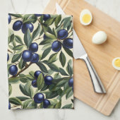 Elegantes Olive Branch Muster mit Deep Blue Olives Geschirrtuch (Viertel Falte)