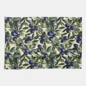 Elegantes Olive Branch Muster mit Deep Blue Olives Geschirrtuch (Horizontal)