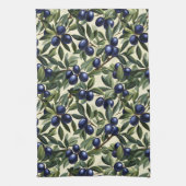 Elegantes Olive Branch Muster mit Deep Blue Olives Geschirrtuch (Vertikal)