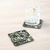 Elegantes Olive Branch Muster mit Deep Blue Olives Getränkeuntersetzer (Rechte Seite)