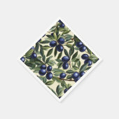Elegantes Olive Branch Muster mit Deep Blue Olives Serviette (Ecke)
