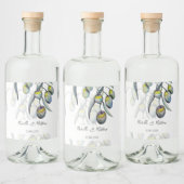 Elegantes Olive Branch Wasserfarbe Personalisiert Alkoholflaschenetikett (Flaschen)