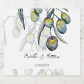 Elegantes Olive Branch Wasserfarbe Personalisiert Alkoholflaschenetikett (Einzelnes Label)