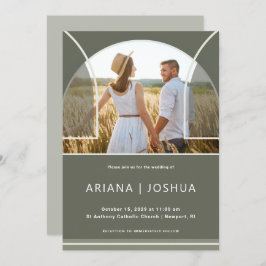 Elegantes Olive Foto Hochzeit Einladung