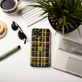 Elegantes Olive Green und Gold Classic Kariert Case-Mate iPhone Hülle