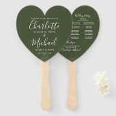 Elegantes Olive Green Wedding Program Herz Fächer (Vorne und Hinten)