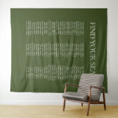 Elegantes Olive Green Wedding Seating Chart Fabric Wandteppich (Beispiel (Horizontal))