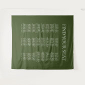 Elegantes Olive Green Wedding Seating Chart Fabric Wandteppich (Vorderseite (Horizontal))