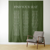 Elegantes Olive Green Wedding Seating Chart Fabric Wandteppich (Beispiel)