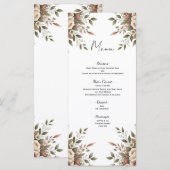 Elegantes Olive Green & White Floral Corner Menü Menükarte (Vorne/Hinten)