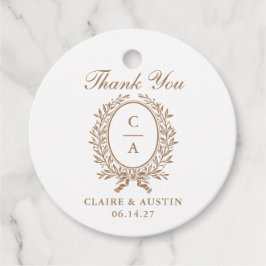 Elegantes Olive Leaf Wappen Gold Wedding Monogram Geschenkanhänger