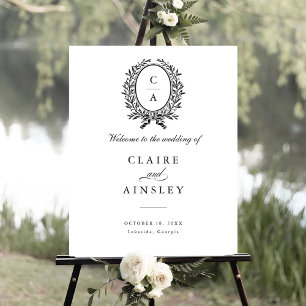 Elegantes Olive Leaf Wreath Vintages Willkommensze Poster