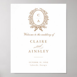 Elegantes Olive Leaf Wreath Vintages Willkommensze Poster