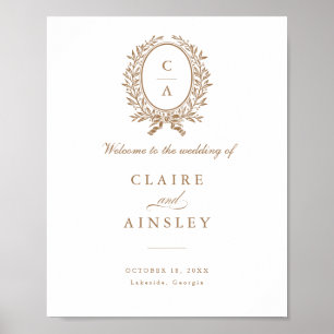 Elegantes Olive Leaf Wreath Vintages Willkommensze Poster