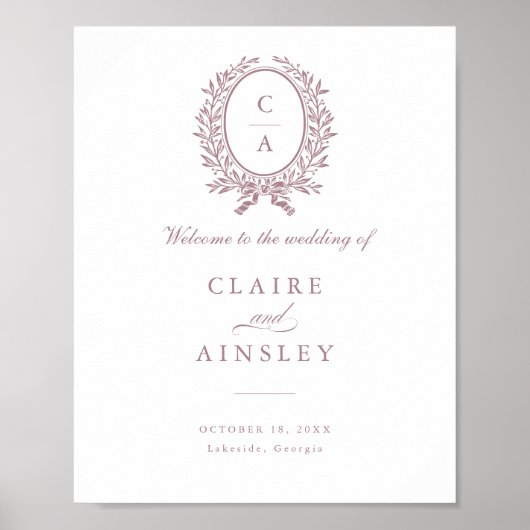 Elegantes Olive Leaf Wreath Vintages Willkommensze Poster (Vorne)