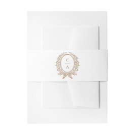 Elegantes Olive Leaf Wreath Wedding Monogram Einladungsbanderole