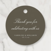 Elegantes Olive-Script-Hochzeit Danke schön Geschenkanhänger (Rückseite)